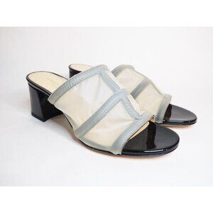 Marion Parke Black Patent Leather & Sheer Plastic Paneled Heels, Size 7 (US) 37